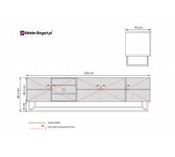 Skříňka tv Asha 200 cm na kovové podstavě - Bílý mat