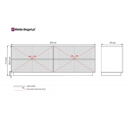 Komoda Asha 200 cm s drážkovaným čelem - bílá matná