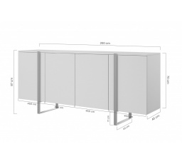 Komoda Verica 200 cm - černé nohy / černé nožičky