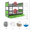 Dětská patrová postel RICO se šuplíkem 80x160 cm, bez matrace, Grafit/Zelená