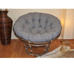 Ratanový papasan 110 cm hnědý polstr šedý melír