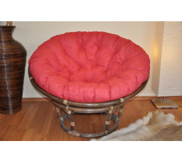 Ratanový papasan 110 cm hnědý polstr vínový melír