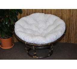 Ratanový papasan 110 cm hnědý bílý polstr