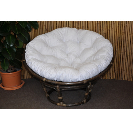 Ratanový papasan 110 cm hnědý bílý polstr