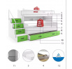 Dětská patrová postel MAX 3 Zelená bez matrace 120 X 200