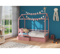 Postel Domek ADR ROSE 180x80 Pink se zábranou a matrací