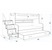 Dětská patrová postel MAX 3 Bílá, 3 místná 120 X 200