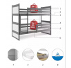 Dětská patrová postel RICO 90x200 cm, bez matrace, Grafit/Bílá