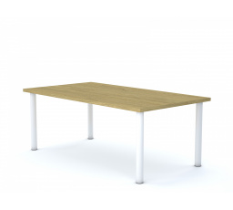 Školní lavice CLASSIC obdelník 1200x750, rám bílá/dubová deska velikost 4-6