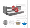 Dětská postel RICO Grafit/Grafit, s přistýlkou 90x200 cm, bez matrace