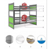 Dětská patrová postel RICO 80x160 cm, bez matrace, Grafit/Zelená
