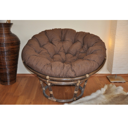 Ratanový papasan 110 cm hnědý polstr hnědý melír