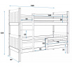 Dětská patrová postel CARINO 80x160 cm, včetně matrací, Bílá
