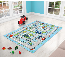 Dětský kobereček 100x150 cm modrá autíčková dráha