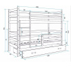 Dětská patrová postel ERYK se šuplíkem 90x200 cm, včetně matrací, Bílá/Růžová