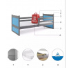 Dětská postel RICO 90x200 cm, bez matrace, Grafit/Modrá