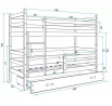 Dětská patrová postel ERYK se šuplíkem 80x190 cm, včetně matrací, Bílá/Růžová