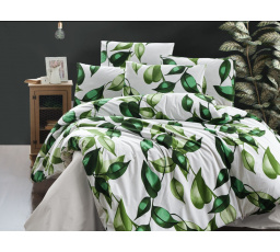 Prodloužené povlečení bavlna 140x220, 70x90cm Leaves green